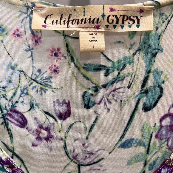 California gypsy floral shorts romper size large - Picture 9 of 15